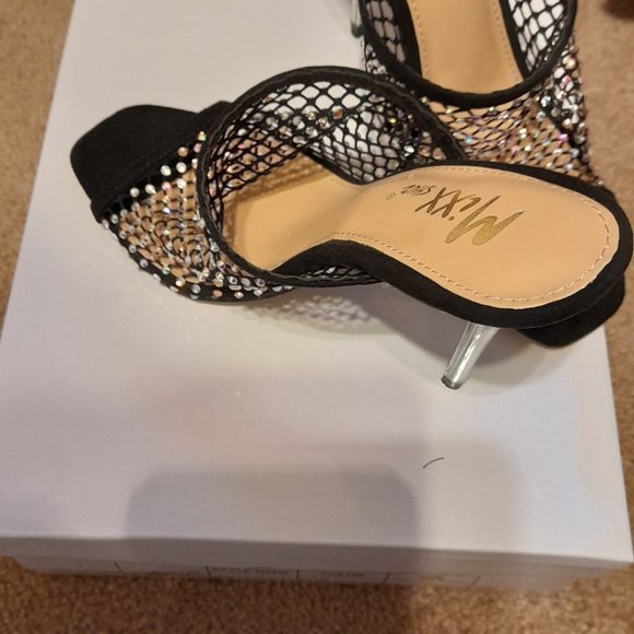 NEW Mixx Shuz Black Rhinestone Veko Sandal Size 6 - Picture 5 of 6